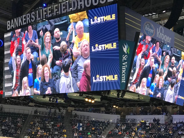 The Last Mile on billboard at Indiana Pacers Basketball Game